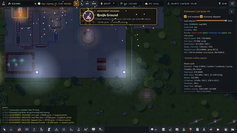 In-game Steam Cycle Inspector showing thermodynamic diagrams and component telemetry